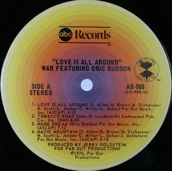 War Featuring Eric Burdon* – Love Is All Around, 1st Press, Pitman Pressing