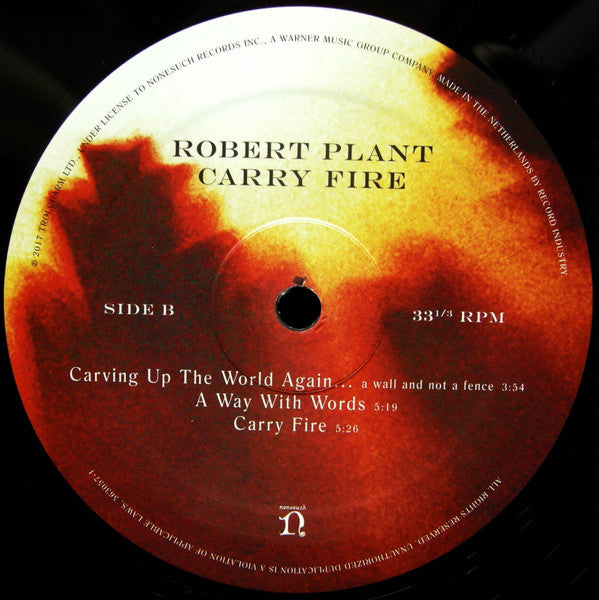 Robert Plant And The Sensational Space Shifters – Carry Fire, LP+ LP Single Sided, Etched, Stereo, Gatefold