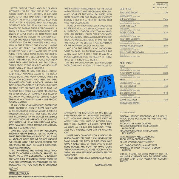 The Beatles – The Beatles At The Hollywood Bowl, Gatefold