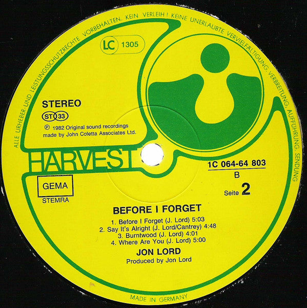 Jon Lord – Before I Forget