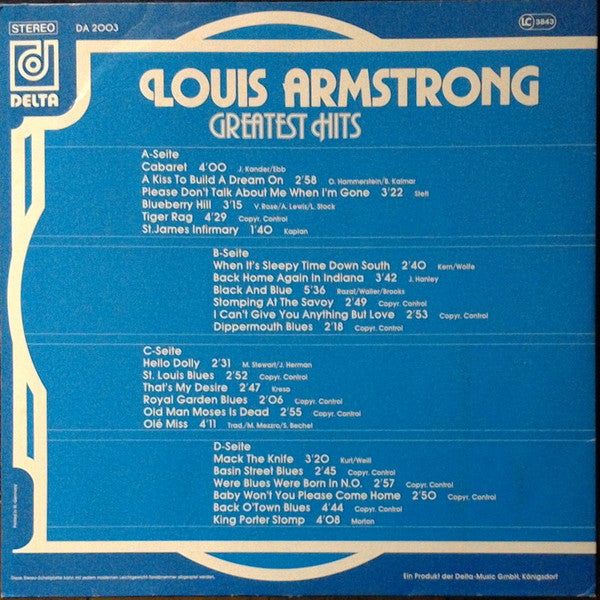 Louis Armstrong – Greatest Hits , 2LP , Gatefold