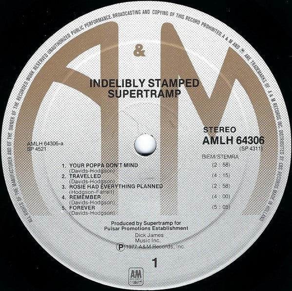 Supertramp – Indelibly Stamped, Gatefold