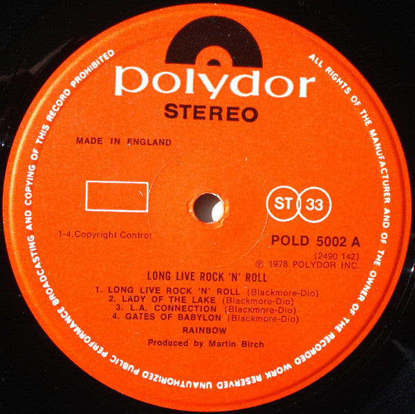Rainbow --- long live rock 'n' roll , Gatefold , UK press