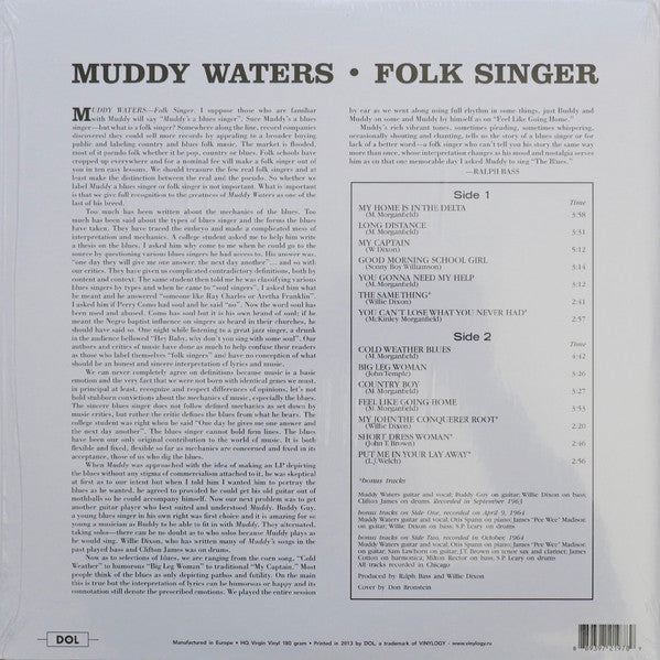Muddy Waters – Folk Singer , 180g Gatefold