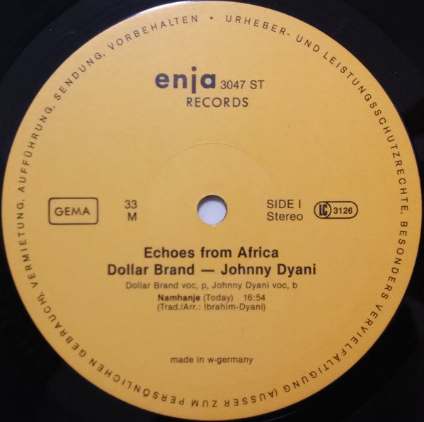 Abdullah Ibrahim / Dollar Brand, Johnny Dyani – Echoes From Africa