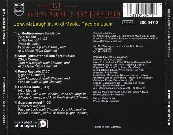 John McLaughlin, Al Di Meola, Paco De Lucía – Friday Night In San Francisco