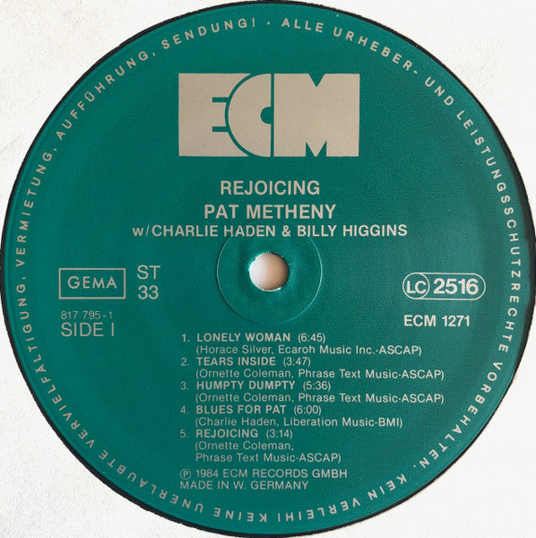 Pat Metheny w/ Charlie Haden & Billy Higgins – Rejoicing