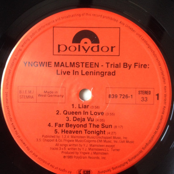 Yngwie Malmsteen – Trial By Fire: Live In Leningrad