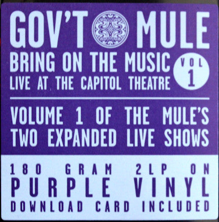 Gov't Mule – Bring On The Music / Live At The Capitol Theatre: Vol. 1 , 2LP , Gatefold