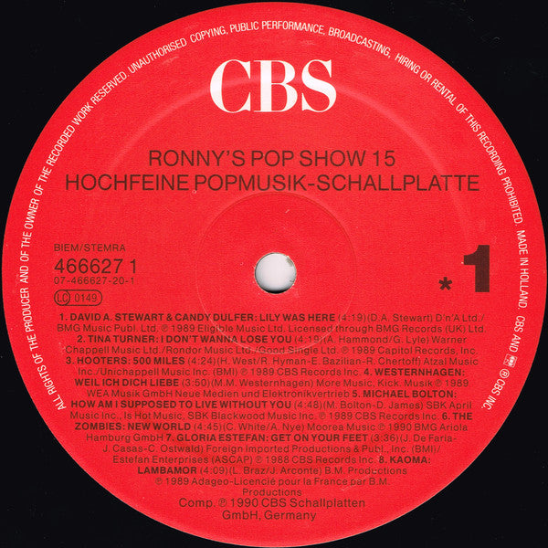 Ronny's Pop Show 15 (Hochfeine Pop-Musik-Schallplatte)