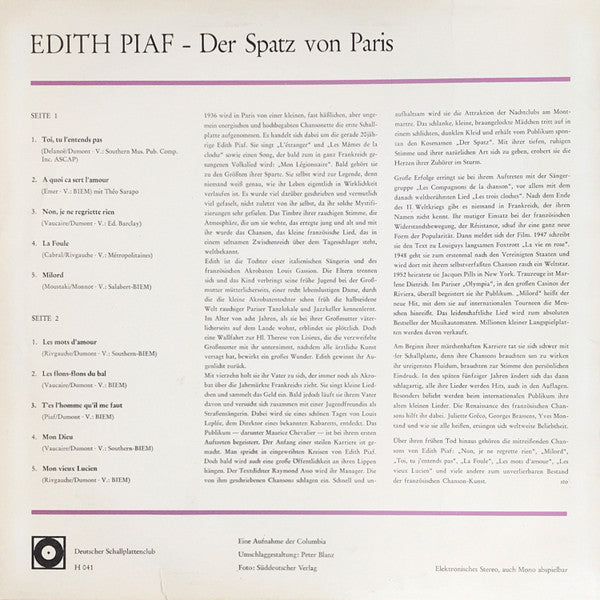 Edith Piaf – Der Spatz Von Paris