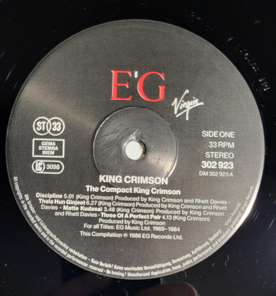 King Crimson – The Compact King Crimson , 2LP , Gatefold