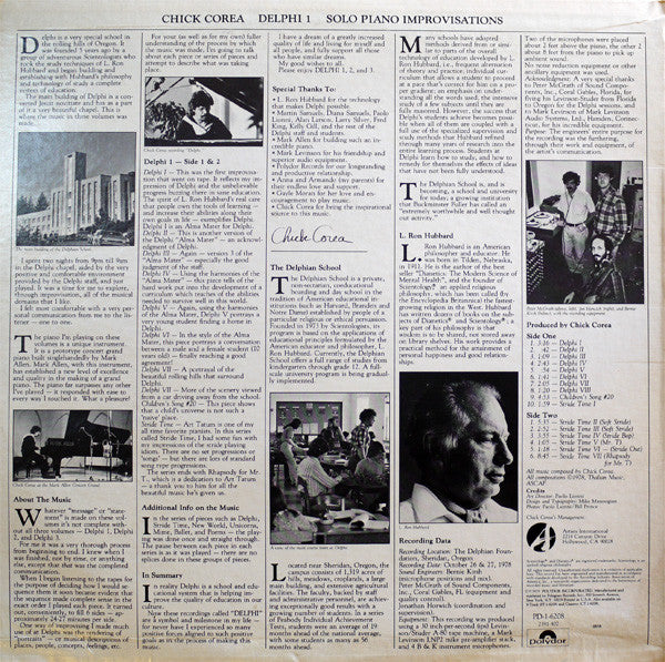 Chick Corea – Delphi 1 Solo Piano Improvisations, 1st Press US