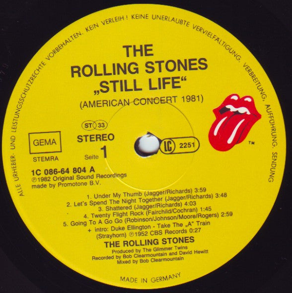 The Rolling Stones – Still Life (American Concert 1981) , Gatefold