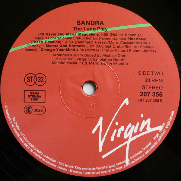 Sandra – The Long Play , 1 press , Germany