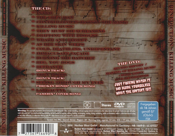 Benediction – Killing Music, CD+DVD
