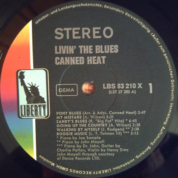 Canned Heat – Living The Blues , 2LP , Gatefold