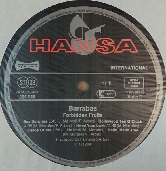 Barrabas – Forbidden Fruits