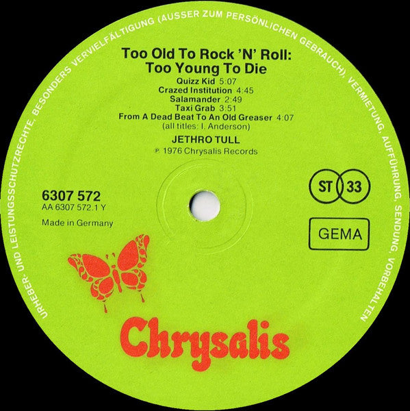 Jethro Tull – Too Old To Rock 'N' Roll: Too Young To Die! , Gatefold
