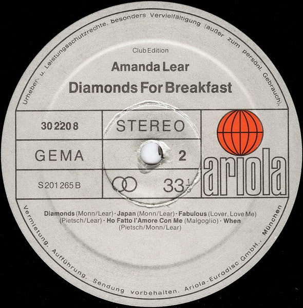 Amanda Lear – Diamonds For Breakfast , Club Edition
