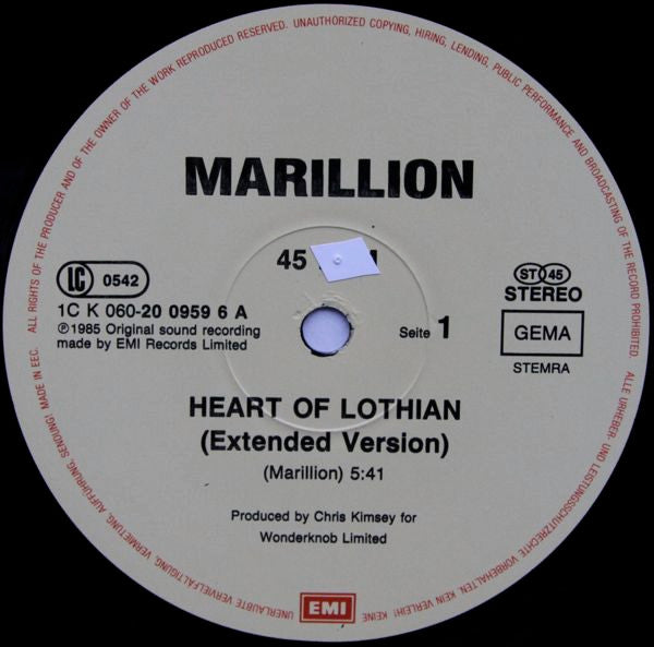 Marillion – Heart Of Lothian , Maxi , 45 rpm