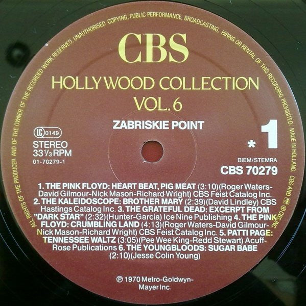 Zabriskie Point (Music From The Motion Picture Sound Track) , fara poster