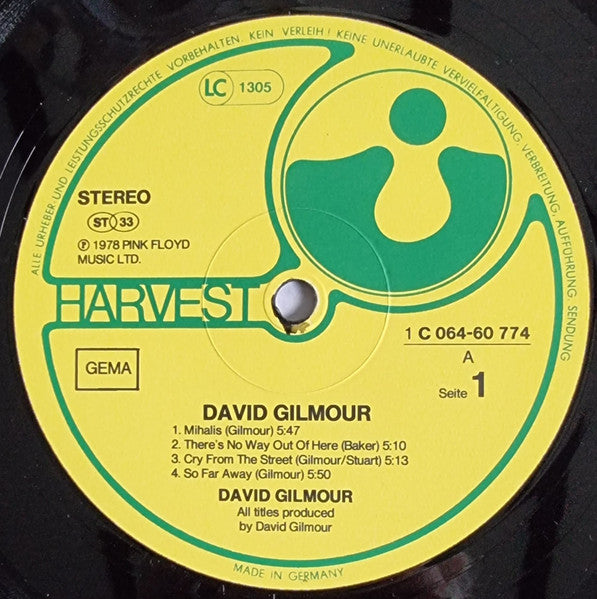 David Gilmour – David GilmouR, Gatefold