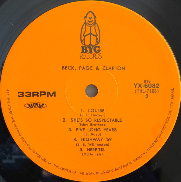 Beck*, Page*, Clapton* – Beck, Page & Clapton , Gatefold , JAPAN , fara OBI