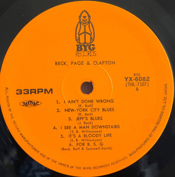 Beck*, Page*, Clapton* – Beck, Page & Clapton , Gatefold , JAPAN , fara OBI