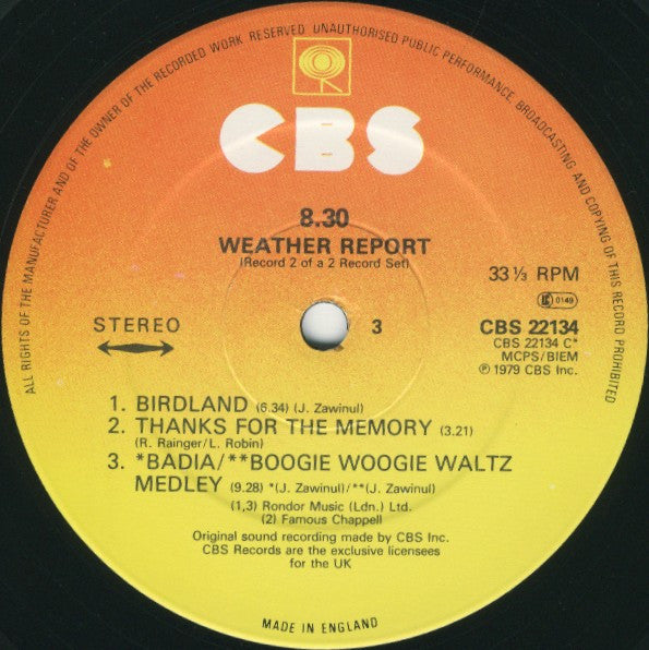 Weather Report – 8:30 , 2LP , Gatefold
