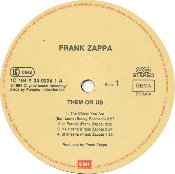 Zappa* – Them Or Us , 2LP , Gatefold