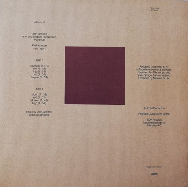 Jan Garbarek, Kjell Johnsen – Aftenland ECM