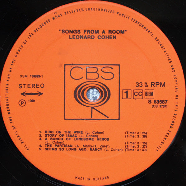 Leonard Cohen – Songs From A Room