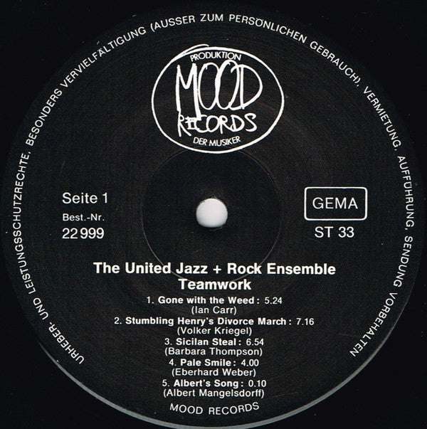 The United Jazz+Rock Ensemble – Teamwork , 1 press , Germany