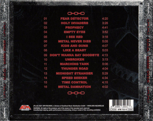U.D.O. – Game Over , CD , Digipack