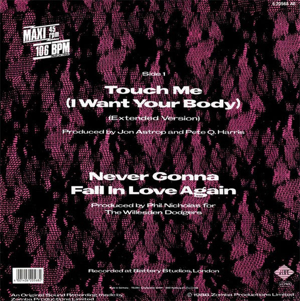 Samantha Fox – Touch Me (I Want Your Body) , 12", 45 RPM, Maxi-Single