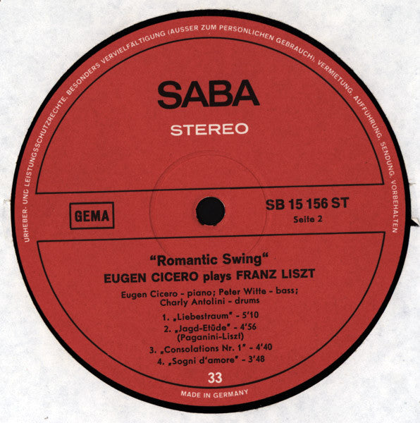 Eugen Cicero – Romantic Swing (Eugen Cicero Plays Franz Liszt) , Gatefold
