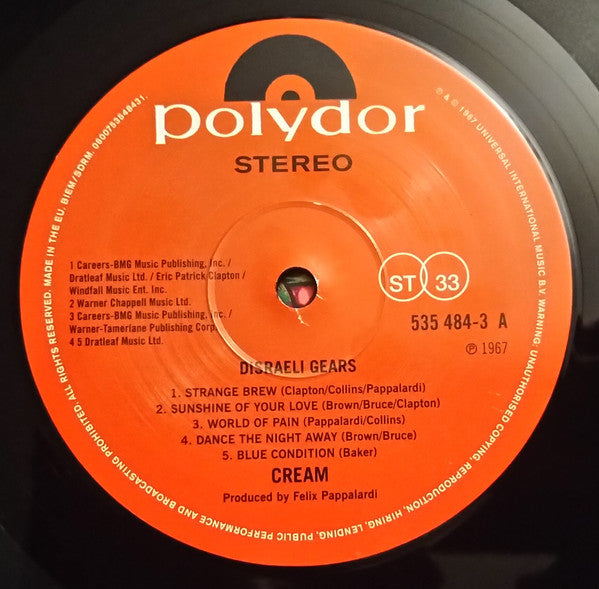 Cream – Disraeli Gears, Stereo, 180 g / Red Labels
