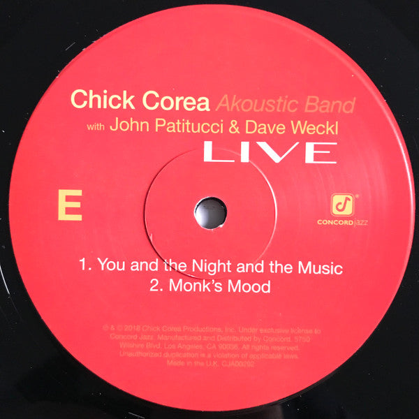 Chick Corea Akoustic Band With John Patitucci And Dave Weckl – Live , 3 LP , TRIFOLD cover