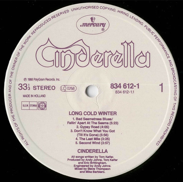 Cinderella– Long Cold Winter, Embossed Cover, Purple Label Text