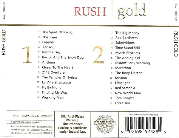 Rush – Gold, 2XCD, Nou, Sigilat