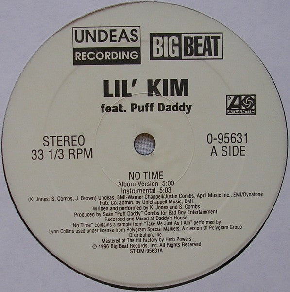 Lil' Kim Featuring Puff Daddy – No Time , 33 ⅓ RPM, Single