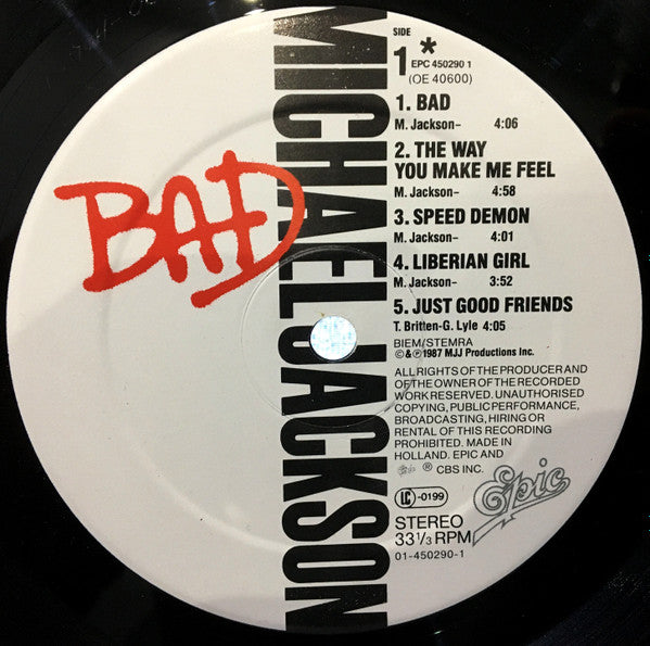 Michael Jackson – Bad gatefold