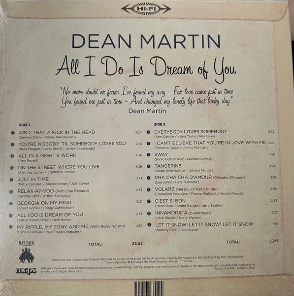 Dean Martin – All I Do Is Dream Of You , vinil+ cd , Record Store Day, Limited Edition