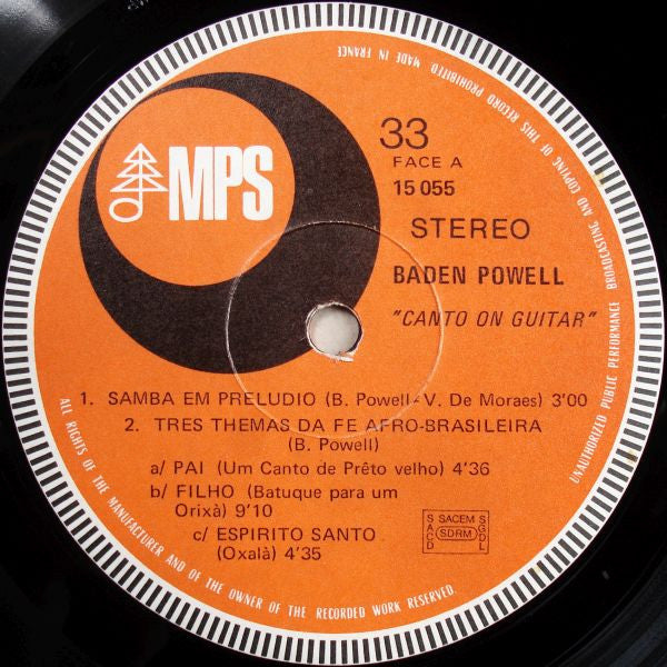 Baden Powell – Canto On Guitar , Gatefold