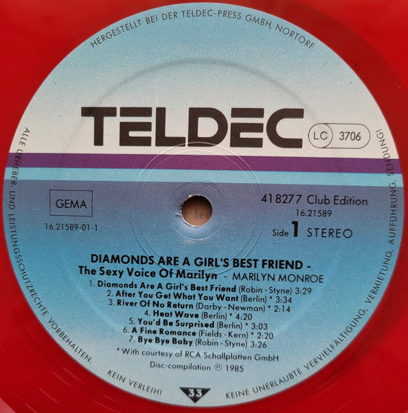 Marilyn Monroe – Diamonds Are A Girl's Best Friend , red vinyl , club edition
