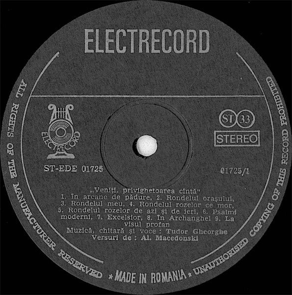 Tudor Gheorghe Versuri De Al. Macedonski* – Veniţi, Privighetoarea Cântă