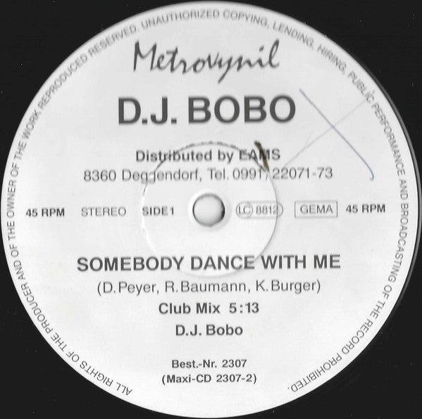 DJ BoBo – Somebody Dance With Me , 12" , Maxi