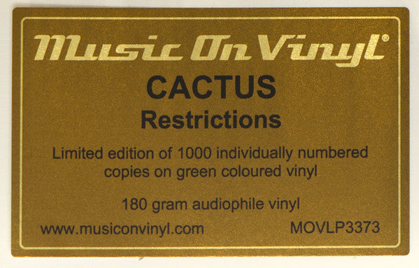 Cactus – Restrictions, Limited Edition, Numbered, Green Vinyl