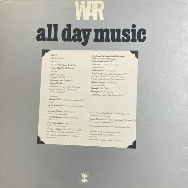 War – All Day Music , 1 press US + original poster